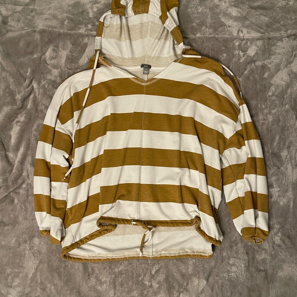 Striped Hoodie in Brown and White